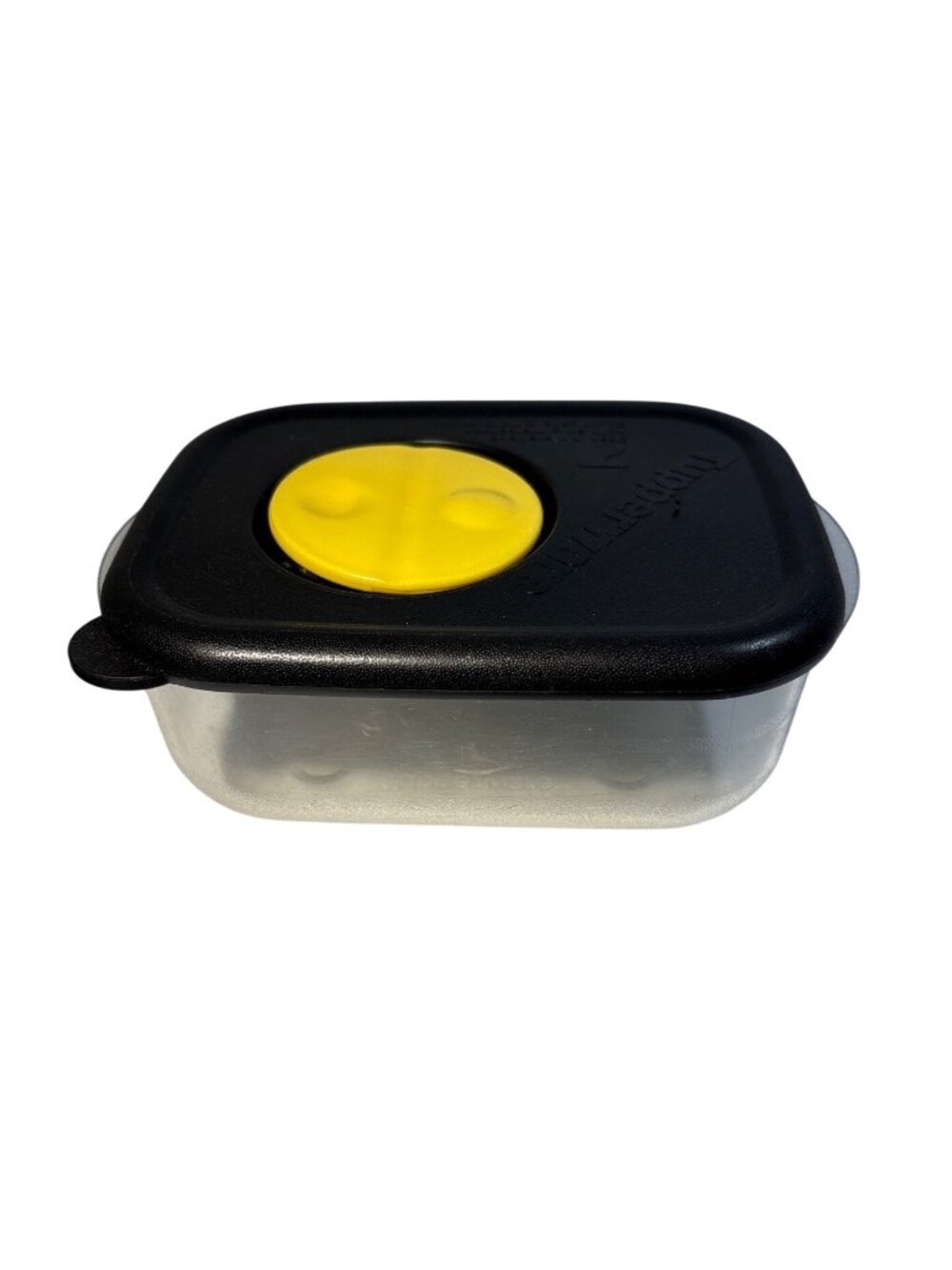 Tupperware Rock ‘N Serve Container With Black Lid & Yellow Vent 1 Cup